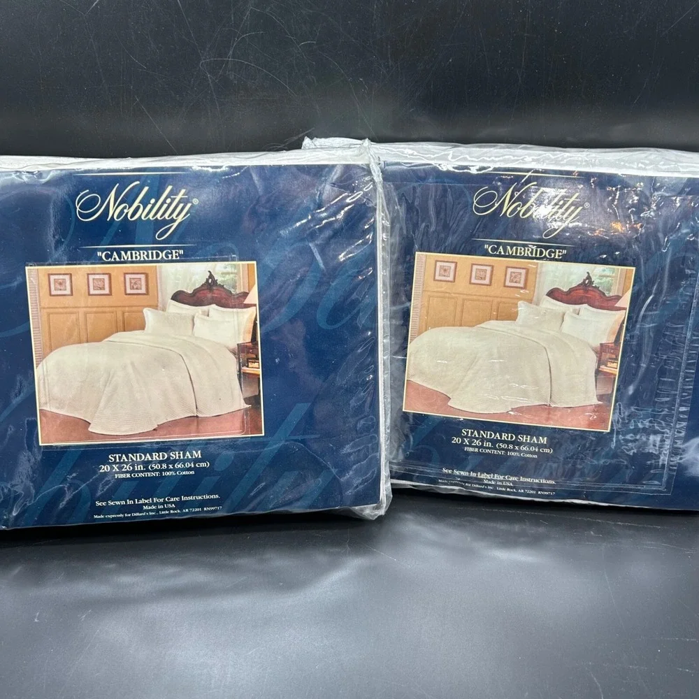 Nobility Pillow Sham Ivory Standard Set 2 Quilted Stitching New